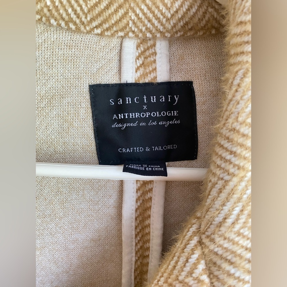 New Anthropologie Sanctuary Hometown Fuzzy Knit Coat Light Sand - Picture 9 of 12